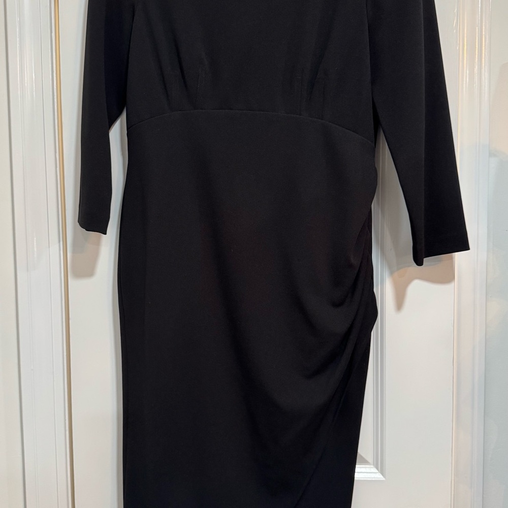 Calvin Klein Black Ruched Long Sleeve Sheath Dress